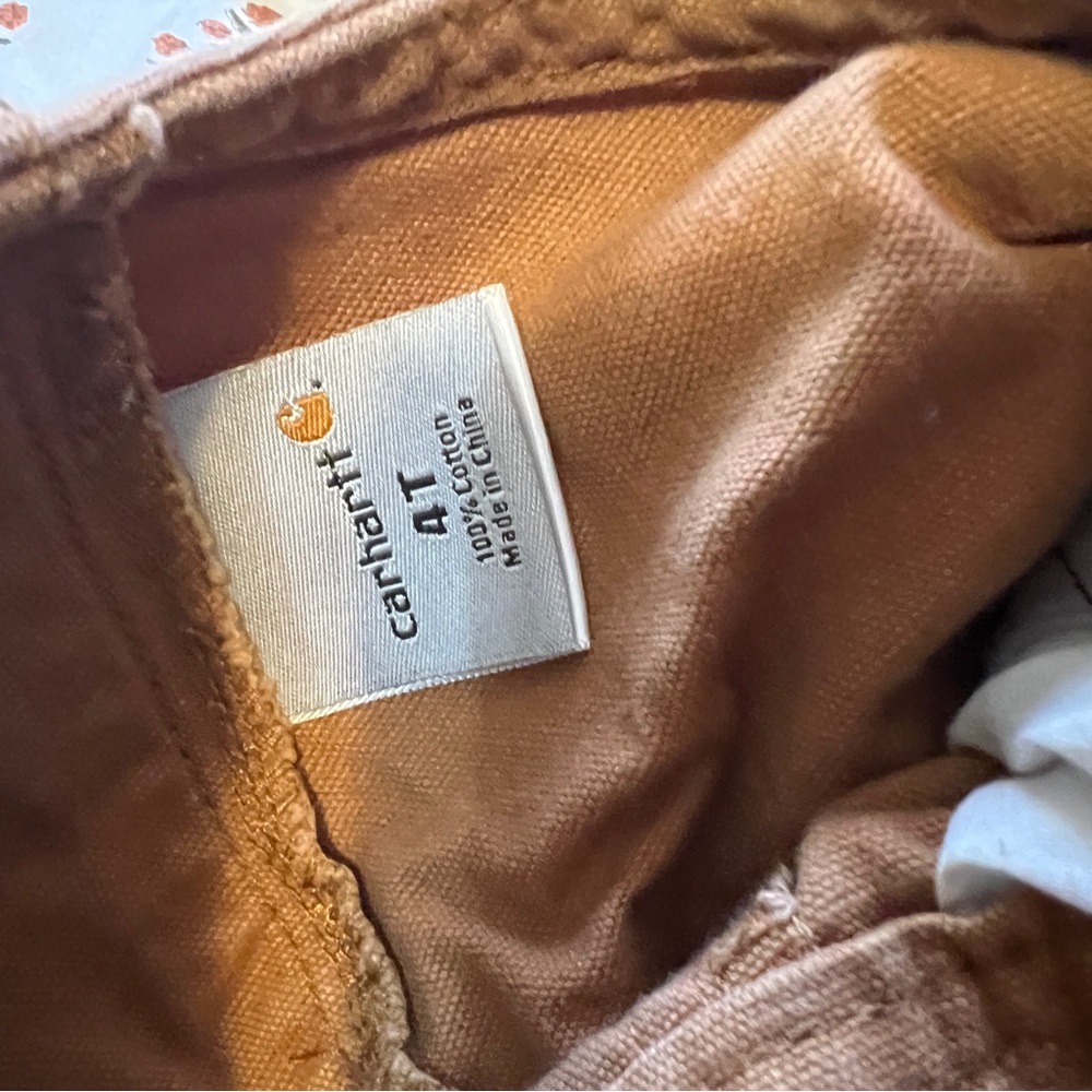 4T Carhartt Kids Tan Overalls Shorts H&M Tee - Picture 3 of 6